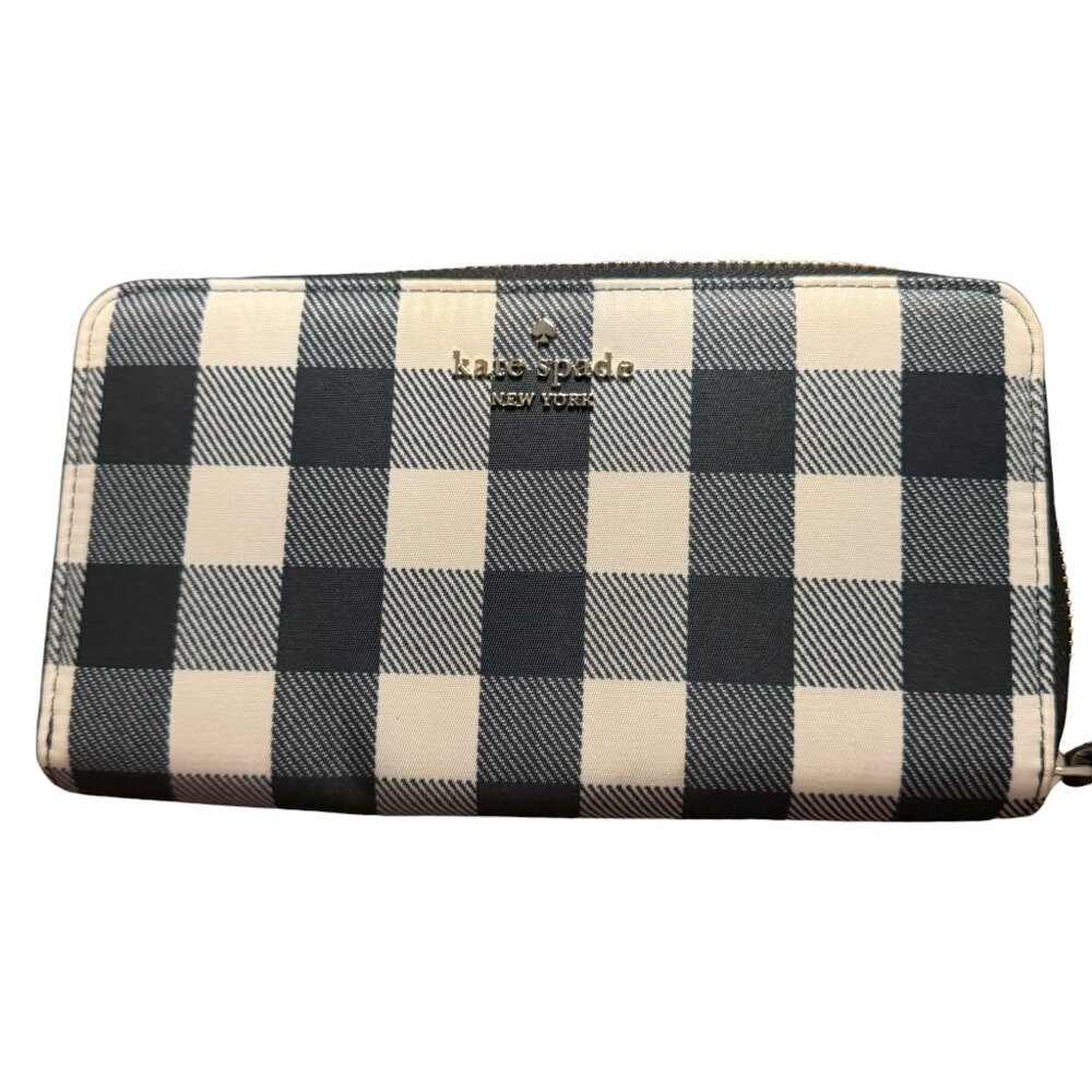Kate Spade Chelsea Textured Gingham Print Zip-Around Wallet - NWT